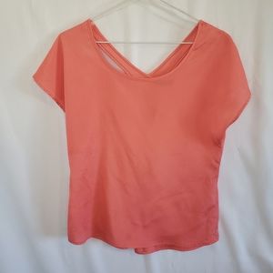 Baila coral cross open back shirt size small